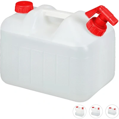 Afbeelding van Relaxdays jerrycan met kraan watertank water camping wateropslag wit 10 Liter