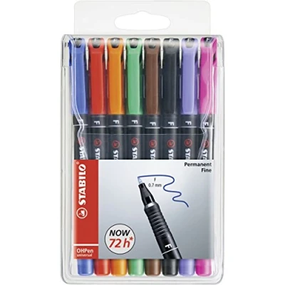 Afbeelding van STABILO OHP Permanent Fine 0,7 mm Etui Met 8 Kleuren
