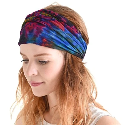 Afbeelding van Haarband voor dames, bandana en heren, elastische hippie, tie dye, sjaal, tulband, hoofdband, psychedelisch hoofd, afdekking C