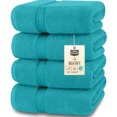 Afbeelding van Utopia Towels Set van 4 hoogwaardige badhanddoeken 100% gekamd katoen, sneldrogend, zeer absorberend, zachte handdoeken, perfect voor dagelijks gebruik