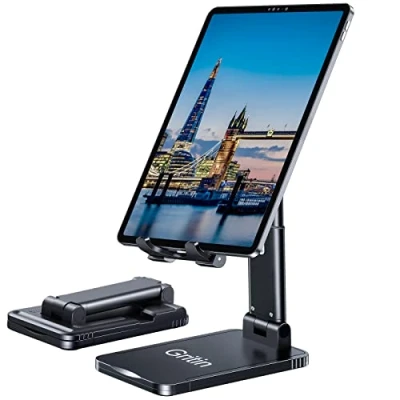Afbeelding van Gritin telefoonhouder, tablethouder, mobiele verstelbaar, opvouwbaar, tafelhouder voor iPhone 14/13/12/11/XR, iPad, Galaxy S20/S10, Huawei enz.