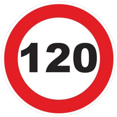 Afbeelding van Sticker snelheidsbegrenzing, rode cirkel, tractor, zwaargewicht, vrachtwagen, 120 km/u, zelfklevend, 15 cm diameter