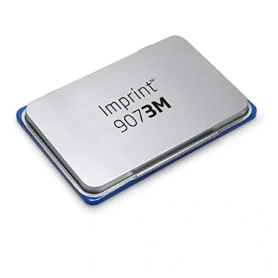 Afbeelding van Imprint 9073M handmatig stempelkussen voor dagelijkse behoeften thuis en op kantoor 1 blauw stempelkussen, robuust metalen deksel, inkt waterbasis, afmetingen 12,5 x 8 cm, ideaal