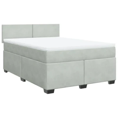 Image de vidaXL Sommier à lattes de lit et matelas Gris clair 160x200cm Velours