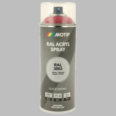 Afbeelding van Motip industrial acryllak hoogglans RAL 3003 robijn rood 400 ml.