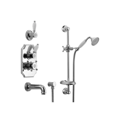 Afbeelding van Huber Victorian Thermostatische Inbouw Bad Doucheset Chroom Goud 914.VT01H.CA