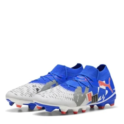 Afbeelding van Puma Future 8 Match Forever Voetbalschoenen met kunststof noppen, Heren, Maat: 39, White/ blue/gray/black/glowing red Imitatieleer/ textiel