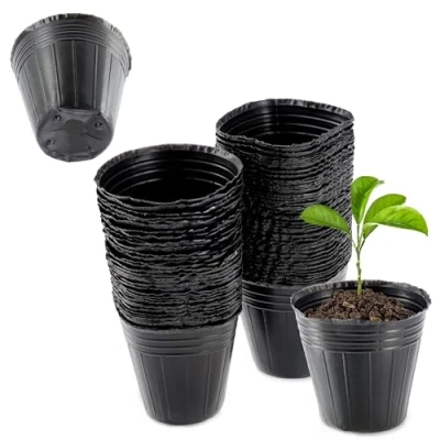 Afbeelding van KADAX 100 stuks ronde plantenpotten voor zaailingen, diameter 7 cm, zwart