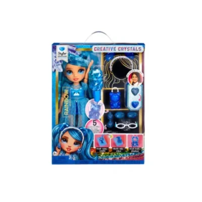 Afbeelding van Rainbow High Creative Crystals Skyler Blauwe modepop 28 cm met doe het zelf set accessoires van kristal, ring voor jou, harsspel, cadeau kinderen vanaf 8 jaar, niet eetbaar