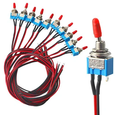 Afbeelding van FULARR 10 stuks professionele mini schakelaar voor auto, met voorbedrade, aan uit, 2 voudig, 3 polig, SPST tuimelschakelaar, boot, vrachtwagen, A, 250 VAC/6 125 VAC