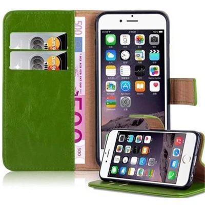 Afbeelding van Cadorabo Hoesje geschikt voor Apple iPhone 6 / 6S in GRAS GROEN Beschermhoes met magnetische sluiting, standfunctie en kaartvakje Book Case Cover Etui