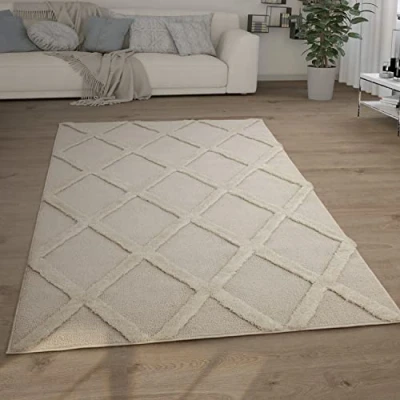 Afbeelding van Paco Home Hoogpolig Vloerkleed Woonkamer Shaggy 3D Look Ethno Boho Vintage Zacht 200x280 cm