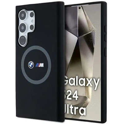 Afbeelding van BMW M Silicone Back Case (MagSafe Compatible) Geschikt voor Samsung Galaxy S24 Ultra (S928) Zwart