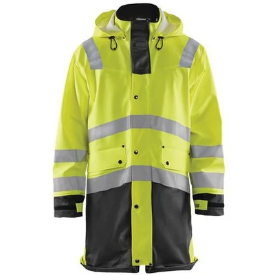 Image de Veste de pluie HV niveau 3 jaune fluo/noir, fermeture robuste