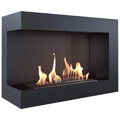 Afbeelding van KRATKI Delta Hoekhaard 700 x 280 mm, wandhaard zonder beglazing, gelhaard ideaal voor open en moderne interieurs, TÜV Rheinland gecertificeerd, opening naar links