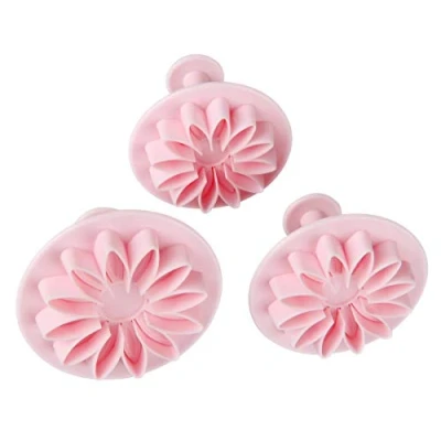 Afbeelding van Zenker Set van 3 fondant uitsteekvormpjes Plastic Bloem 5,5/6/7 cm Roze