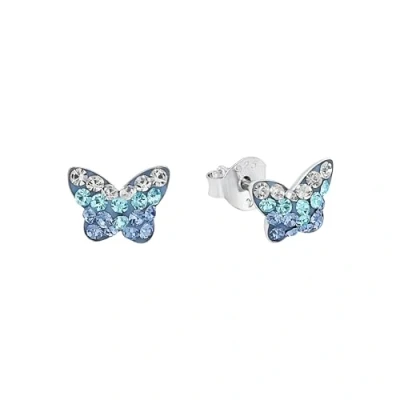 Afbeelding van Amor Oorstekers van 925 Sterling zilver, oorbellen voor kinderen, met preciosa, 0,6 cm, vlinder, levering in geschenkdoos,, kristal Preciosa