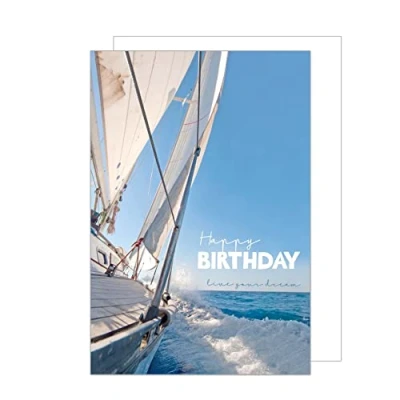 Afbeelding van Edition Seidel Hoogwaardige verjaardagskaart met envelop, wenskaart spreuk, Happy Birthday ticket, heren, dames, sluier, boot, avondavontuur (G3488