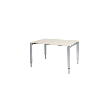 Afbeelding van Domino bureau, hoogte instelbaar (62 85cm) met 120x90cm &#039;zwevend&#039; robson eiken 25mm blad en aluminium (RAL9006) N poot frame.