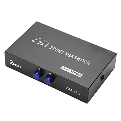 Afbeelding van VGA Switch Box, 2 in 1 Out Switcher Splitter Data Synchronisatie Monitor Splitter, Port Video Sharing Adapter Handmatige voor Computer, Laptop,