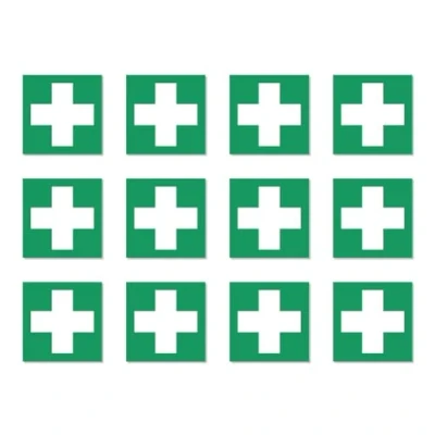 Afbeelding van 12 stuks E003 EHBO stickers DIN EN ISO 7010 / ASR A1.3 2,5 cm