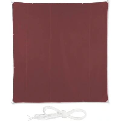 Afbeelding van Relaxdays Bordeaux schaduwdoek vierkant zonwering met ringen voor buiten zonnezeil 5 x m