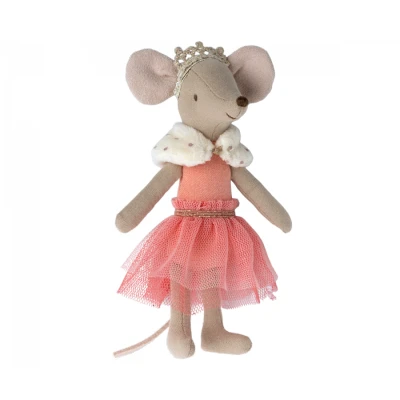 Afbeelding van Maileg knuffelmuis grote zus prinses met roze jurk 13 cm