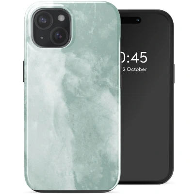 Afbeelding van Selencia Hoesje Geschikt voor iPhone 15 Vivid Backcover MagSafe Marble Grayed Jade