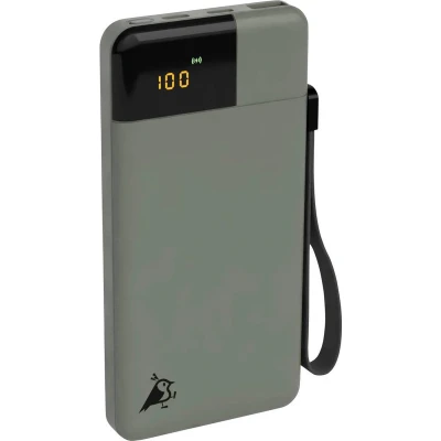 Afbeelding van Aqiila Powerbank 10.000mAh, 20W, LCD Scherm, 2x USB C, 1x A, Pass Through Charging, Lichtgewicht, Vliegtuig Veilig, Soft Touch Afwerking, Powerbird mosgroen