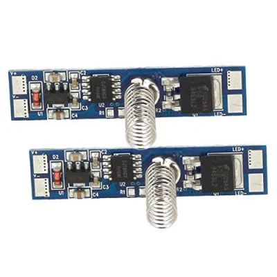 Afbeelding van led schakelaar met touch dimmer, dimmer 12V 24V 4A blauwe indicator voor aluminium profiel (2 stuks)