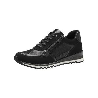 Afbeelding van Marco Tozzi 2 23749 41 vetersneakers voor dames, Zwart/kam