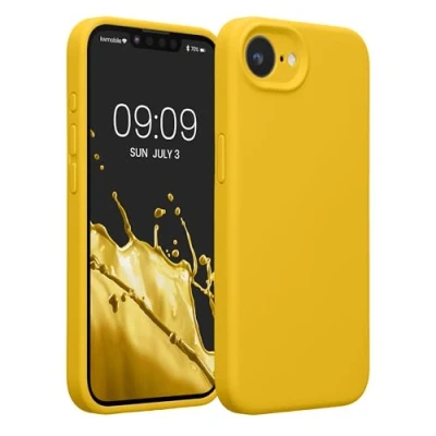 Afbeelding van kwmobile telefoonhoesje geschikt voor Apple iPhone 16e TPU backcover met siliconen coating Smartphone case in stralend geel