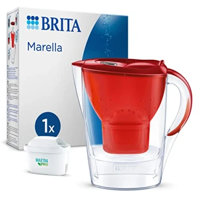 Afbeelding van BRITA Marella Waterfilterkan Rood 2.4L met 1 MAXTRA PRO AIO Filter Duurzaam verpakt
