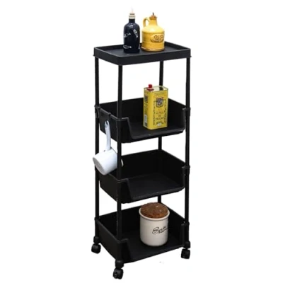 Afbeelding van Opbergwagen met Wielen 35x24x100 Opbergkar voor Keuken Badkammer Trolley