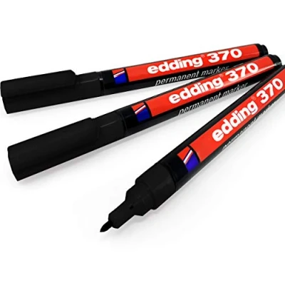 Afbeelding van Edding 370 permanente markers, ronde punt, 1 mm, zwart, 3 stuks