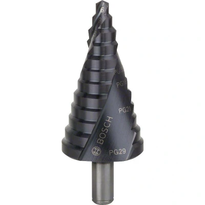 Afbeelding van Bosch Accessories 2608588072 HSS Getrapte boor 6 37 mm, PG7 PG29 TiAIN Gezamenlijke lengte 93 mm 3 vlakken schacht 1 stuk(s)