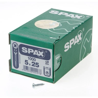 Afbeelding van Spax spaanplaatschroeven platverzonken kop verzinkt pozidriv 5.0x25mm (per 1000 stuks)