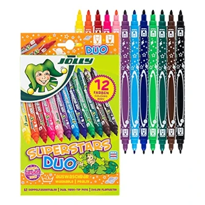 Afbeelding van Jolly Superstar Duo Markers 12 kleuren