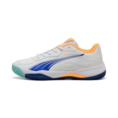 Afbeelding van Puma NOVA Smash Padelschoenen, Heren, Maat: 40.5, White/vivid blue/heat fire/black Hoogwaardig imitatieleer