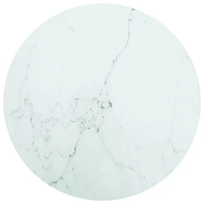 Afbeelding van vidaXL Tafelblad Ø60x0,8 cm gehard glas met marmeren design wit