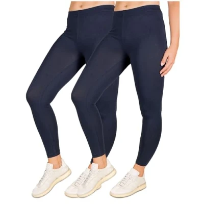 Afbeelding van SES Set van 2 katoenen leggings voor dames, Navy Blauw