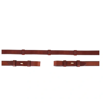 Image de BR Rênes de Dressage Cuir/Caoutchouc Arrêts 16mm Tobacco/gold Full