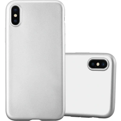 Afbeelding van Cadorabo Hoesje geschikt voor Apple iPhone X / XS in METALLIC ZILVER Beschermhoes gemaakt van flexibel TPU silicone Case Cover