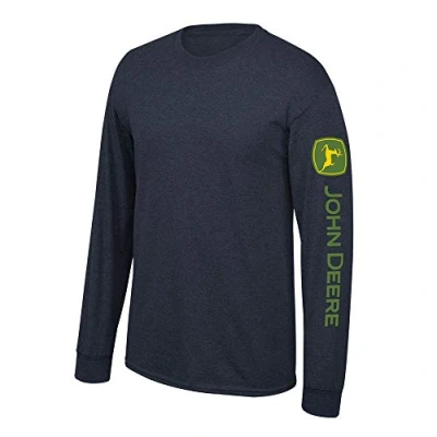 Afbeelding van John Deere Effen T shirt met lange mouwen logo op de mouwen, Navy Blauw