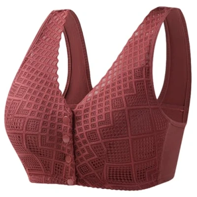 Afbeelding van HongXINGDd Soutien gorge push up confortable sans fil avec fermeture à l&#039;avant, rouge, 95B