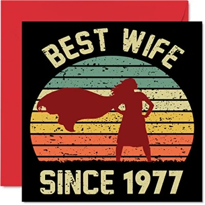 Afbeelding van 47e huwelijksverjaardag kaart voor vrouw van echtgenoot beste sinds 1977 cadeau de partner, wenskaarten zevenenveertigste
