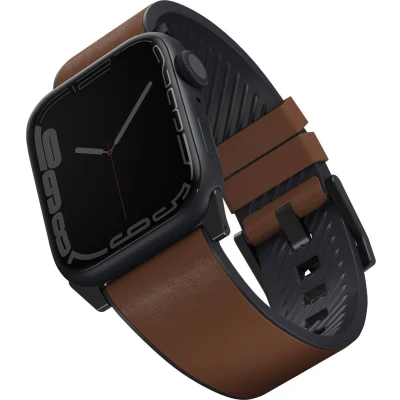 Afbeelding van Uniq Straden Waterproof leren bandje voor de Apple Watch 1 / 2 3 4 5 6 7 8 9 SE Ultra (2) 42 44 45 49 mm Toffee Brown