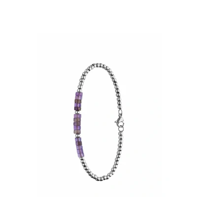 Afbeelding van Lucardi Dames Stalen Armband met amethyst Staal Zilverkleurig 20 cm