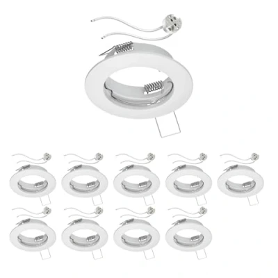 Afbeelding van ledscom.de 10 stuks inbouwframe voor plafond FERE mat wit (LED/halogeen/MR16/50mm) incl. GU5.3 fitting