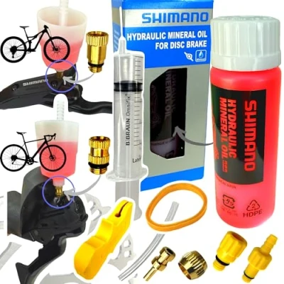 Afbeelding van Shimano Hydraulische minerale olie, 100 ml, onderhoudsset voor schijfremmen F26, 3 in 1 ontluchtingsset, vultrechter met M5 aansluiting, mountainbike